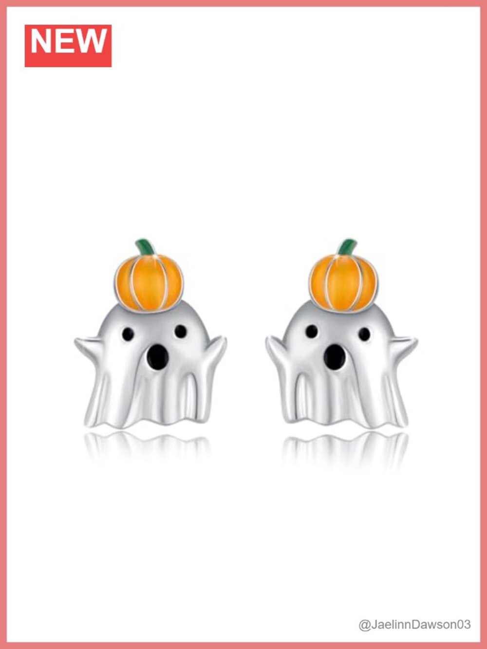 925 Sterling Silver Ghost Pumpkin Stud Earrings Halloween Jewelry